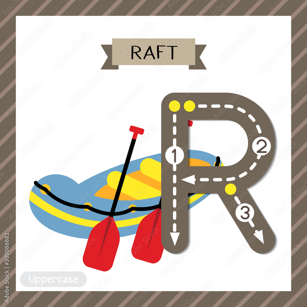 Letter R uppercase tracing. Raft Stock Vector | Adobe Stock