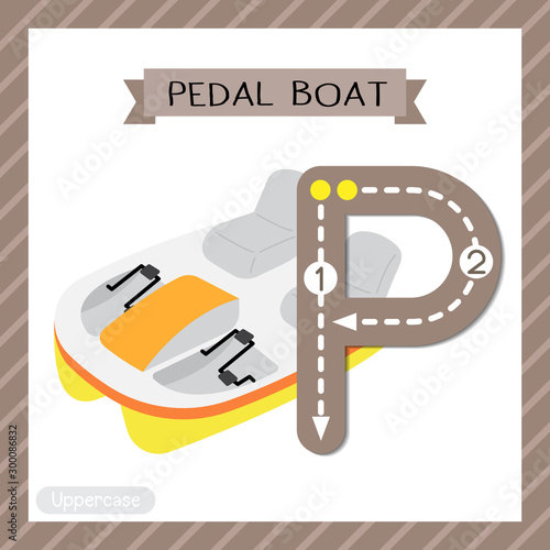 Letter P uppercase tracing. Pedal Boat