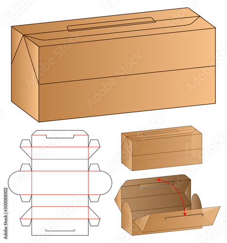 Box packaging die cut template design. 3d mock-up