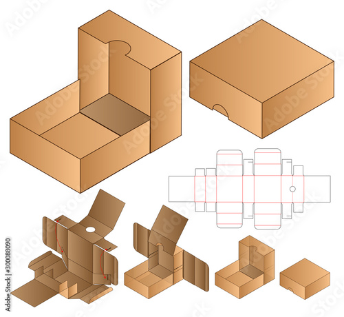 Box packaging die cut template design. 3d mock-up