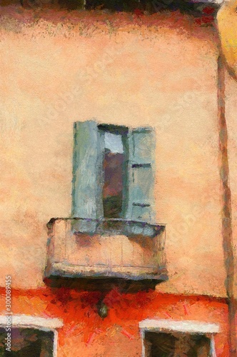 Italian village Illustration creating Impressionist painting.