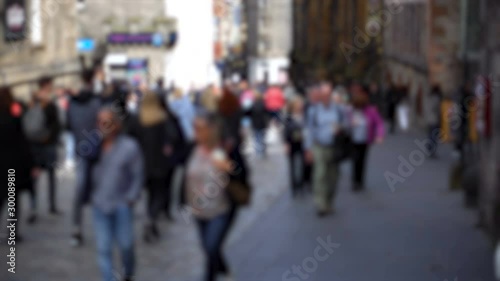 Anonymous Out of Focus Crowd of People Walking in Generic British City