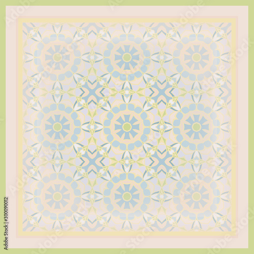 Mandala color abstract geometric pattern, vector seamless, can be used for printing onto fabric, interior, design, textile. Scarf design.