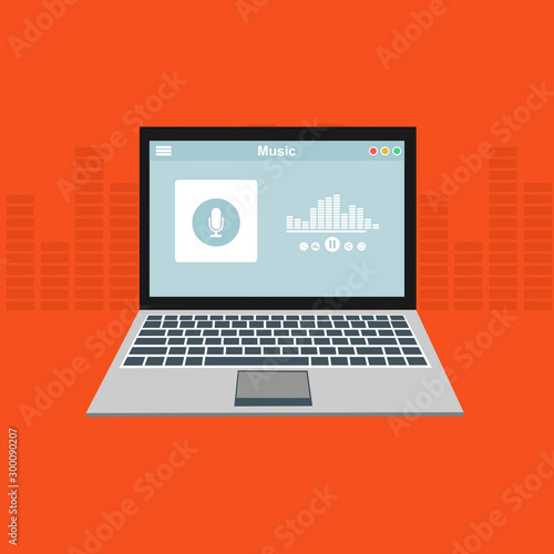 Simple Mobile music application interface design concept isolated on colored background flat vector illustration