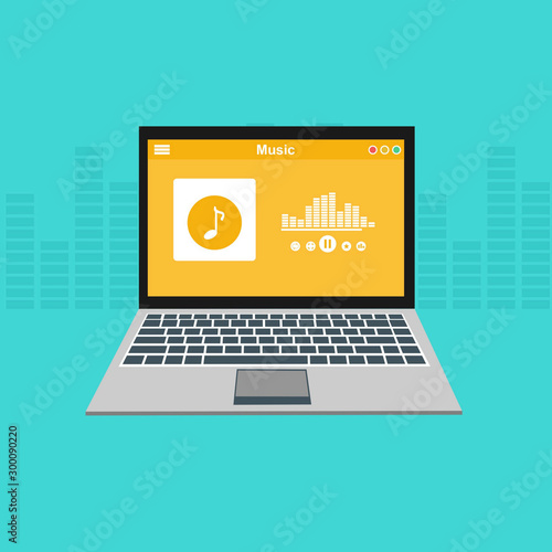 Simple Mobile music application interface design concept isolated on colored background flat vector illustration