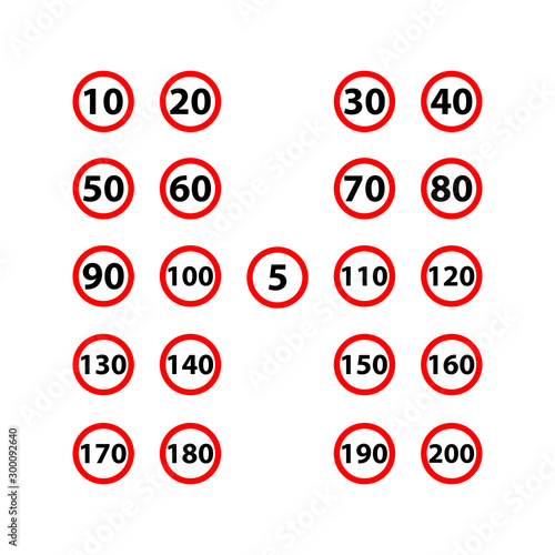 Traffic sign speed limit . speed limitation road sign on white background. SPEED LIMIT sign in red circle. Vector icon