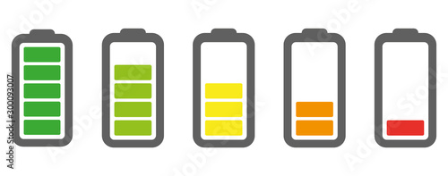 Vector battery icon. Charge from high to low.
