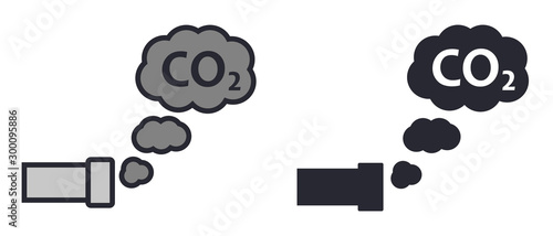 Car exhaust with CO2 pollution cloud icon
