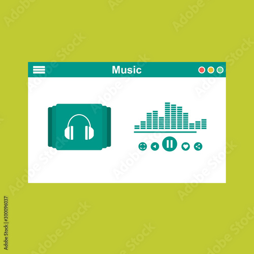 Streaming music vector illustration. Online broadcast service system for song listening without download. Online media playback using wireless cloud content template