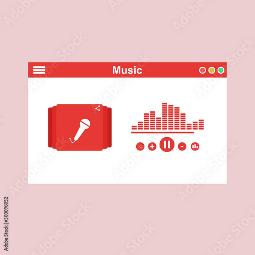 Streaming music vector illustration. Online broadcast service system for song listening without download. Online media playback using wireless cloud content template