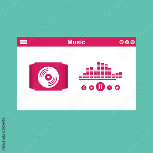 Streaming music vector illustration. Online broadcast service system for song listening without download. Online media playback using wireless cloud content template