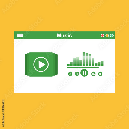 Streaming music vector illustration. Online broadcast service system for song listening without download. Online media playback using wireless cloud content template