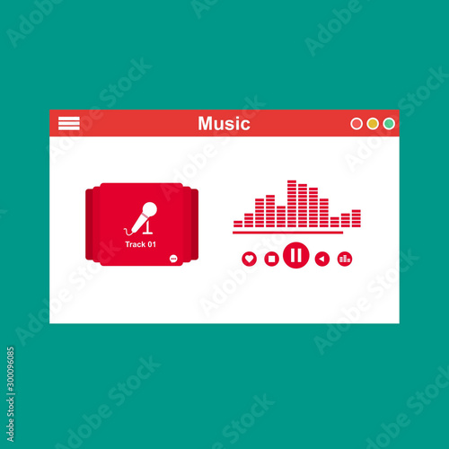 Streaming music vector illustration. Online broadcast service system for song listening without download. Online media playback using wireless cloud content template