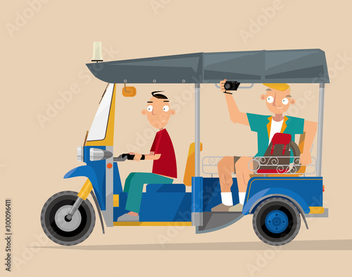 Vector illustration of an auto rickshaw tourist taxi (tuk-tuk) in Thailand