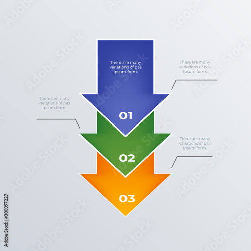 Process arrows infographics template design. Business concept infograph with 3 options, steps or processes. Vector visualization can be used for workflow layout, diagram, annual report, web