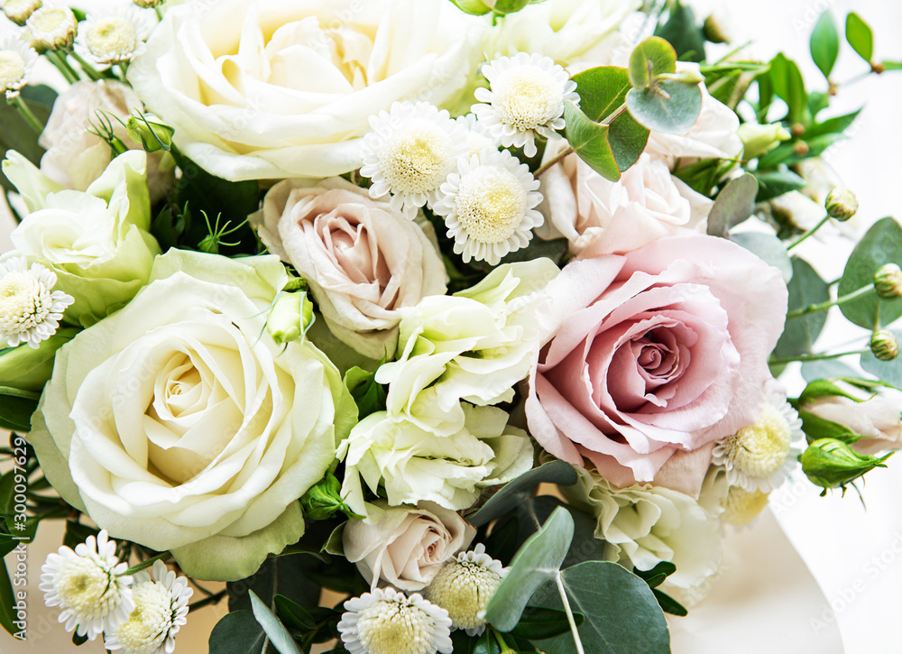 Bouquet of fresh pink and white roses Bouquet of fresh pink and white roses