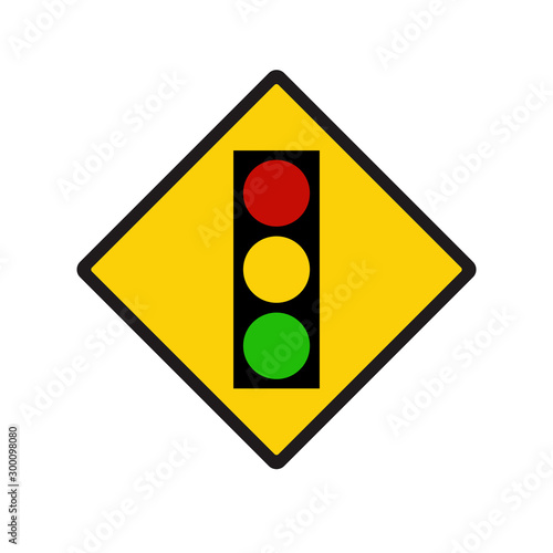 Warning sign of red light isolated. Traffic light icon vector on red triangle sign. Creative traffic light sign template