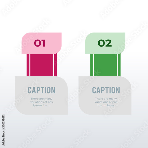 Informational infographic template design. Business concept infograph with 2 options, steps or processes. Vector visualization can be used for workflow layout, diagram, annual report, web