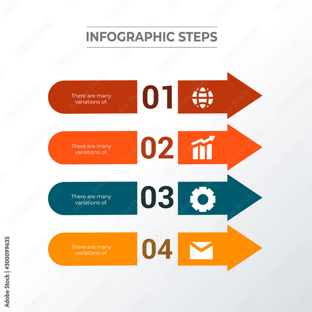 Arrows right infographic template design. Business concept infograph with 4 icons, options, steps or processes. Vector visualization can be used for workflow layout, diagram, annual report, web Arrows right infographic template design. Business concept infograph with 4 icons, options, steps or processes. Vector visualization can be used for workflow layout, diagram, annual report, web