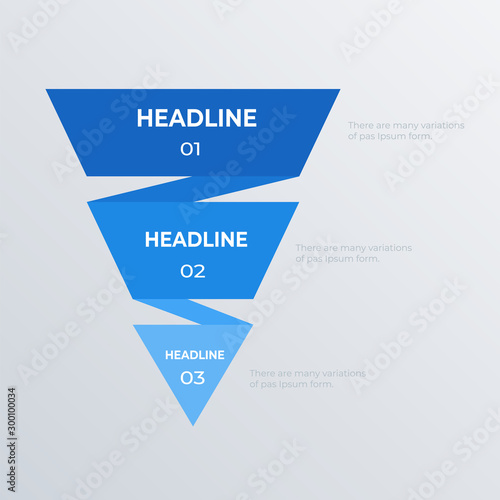 Hierarchical infographics template design. Business concept infograph with 3 options, steps or processes. Vector visualization can be used for workflow layout, diagram, annual report, web