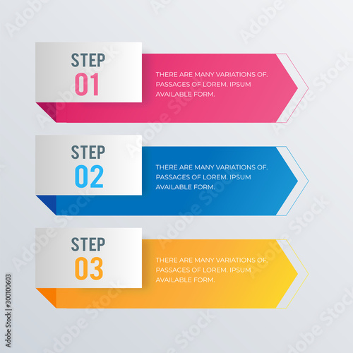 List infographics template design. Business concept infograph with 3 options, steps or processes. Vector visualization can be used for workflow layout, diagram, annual report, web