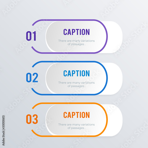 List infographics template design. Business concept infograph with 3 options, steps or processes. Vector visualization can be used for workflow layout, diagram, annual report, web