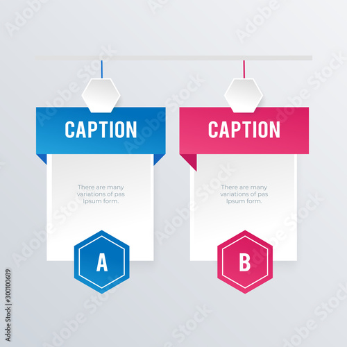 Structure infographic template design. Business concept infograph with 2 options, steps or processes. Vector visualization can be used for workflow layout, diagram, annual report, web photo