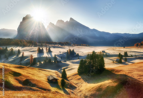 Alpe di Siusi valley in Italian dolomites