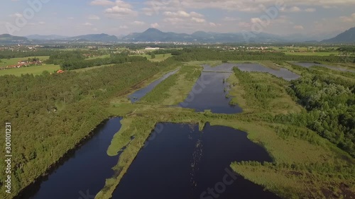 Aerial View to Ainring Moor near Salzburg, Bavaria, Germany photo