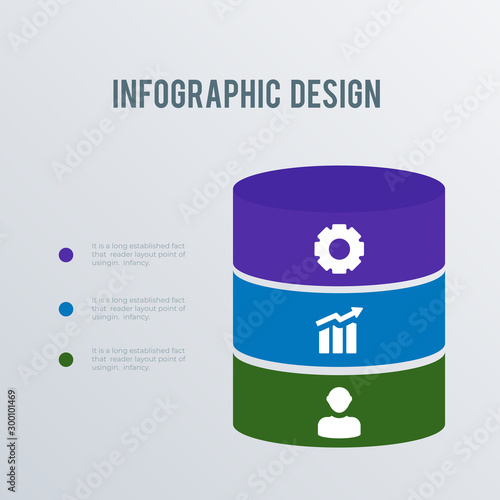 Cylnder statistics infographic template design. Business concept infograph with 3 options, steps or processes. Vector visualization can be used for workflow layout, diagram, annual report, web