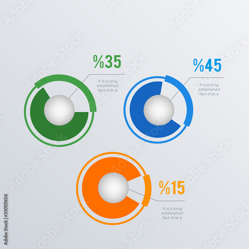 Statistical Visualized Numbers infographic template design. Business concept infograph with 3 options, steps or processes. Vector visualization can be used for workflow layout, diagram, annual report