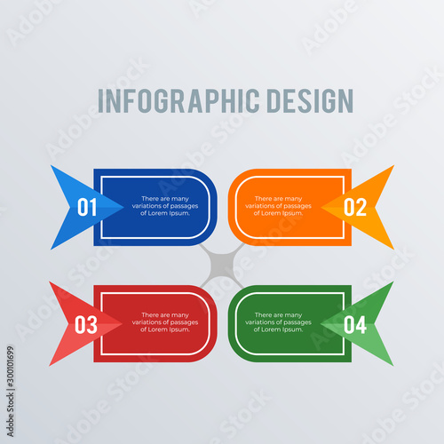 Arrows process infographic template design. Business concept infograph with 4 options, steps or processes. Vector visualization can be used for workflow layout, diagram, annual report, web