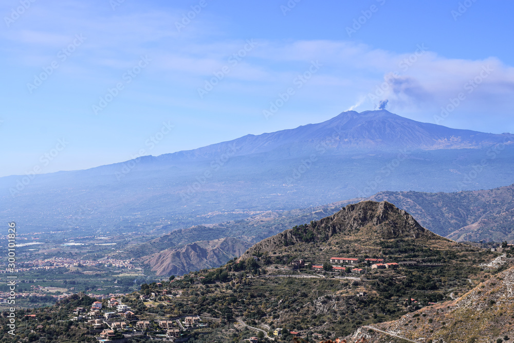 Etna volcano erupting on the island Sicily in Italy Etna volcano erupting on the island Sicily in Italy