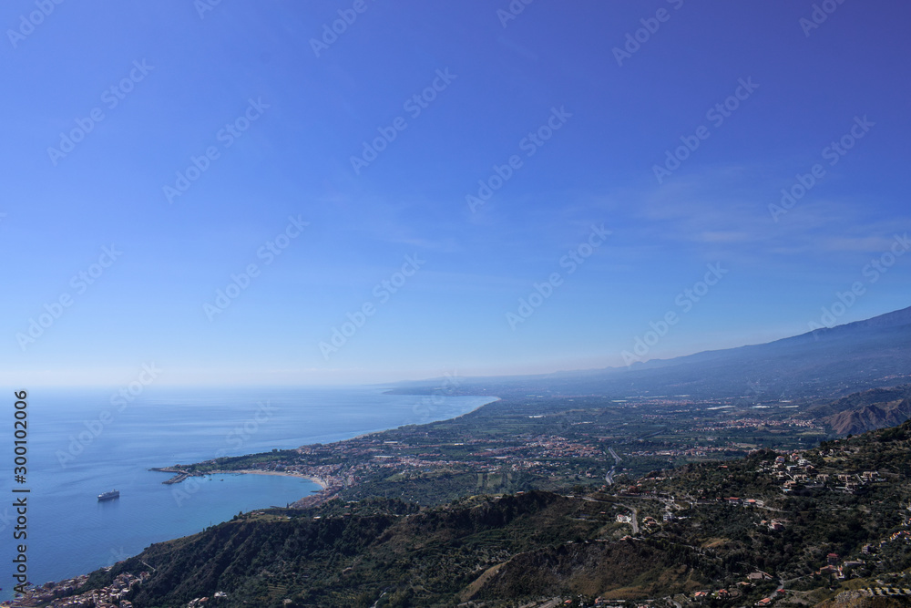 View over the Sicilian mountains in Italy