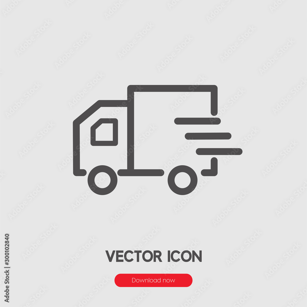 Fast delivery icon vector. Linear style sign for mobile concept and web design. Fast delivery symbol illustration. Pixel vector graphics - Vector.	