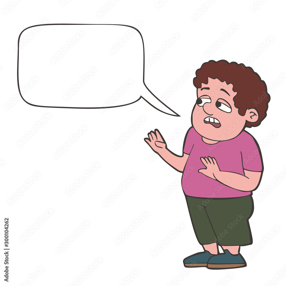 scared boy with speech bubble