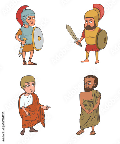 ancient cartoon  male characters set