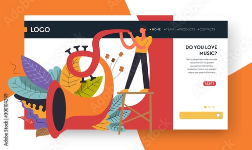 Photography Trumpet playing courses web page template jazz concert