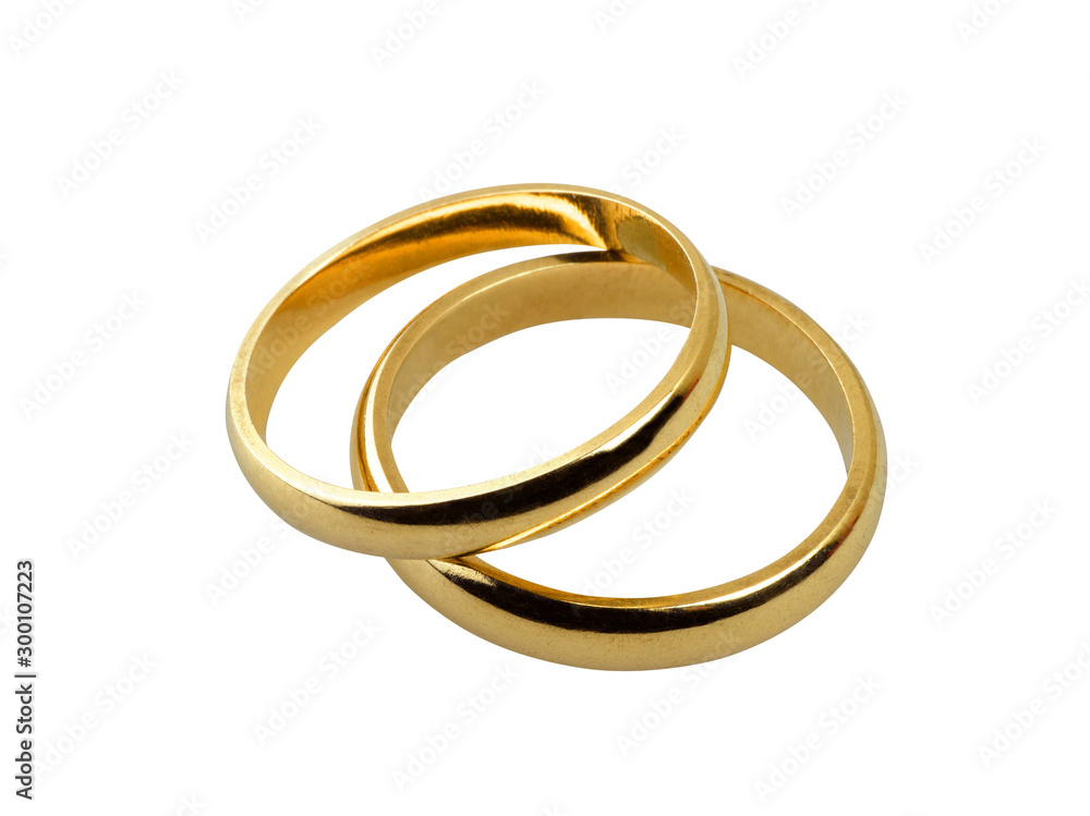 Old wedding rings together isolated - clipping path Stock Photo | Adobe ...