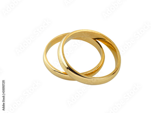 Old wedding rings together isolated - clipping path