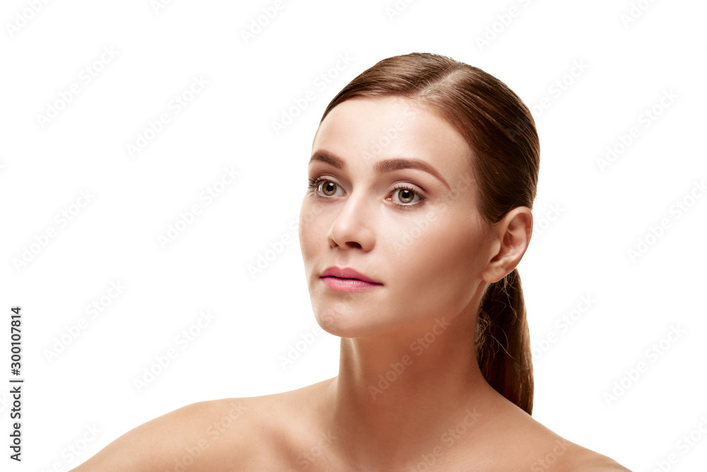 Portrait of young beautiful natural woman with perfect skin Portrait of young beautiful natural woman with perfect skin