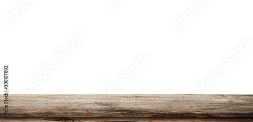 Empty wood table on isolate white background and display montage with copy space for product. © tortoon