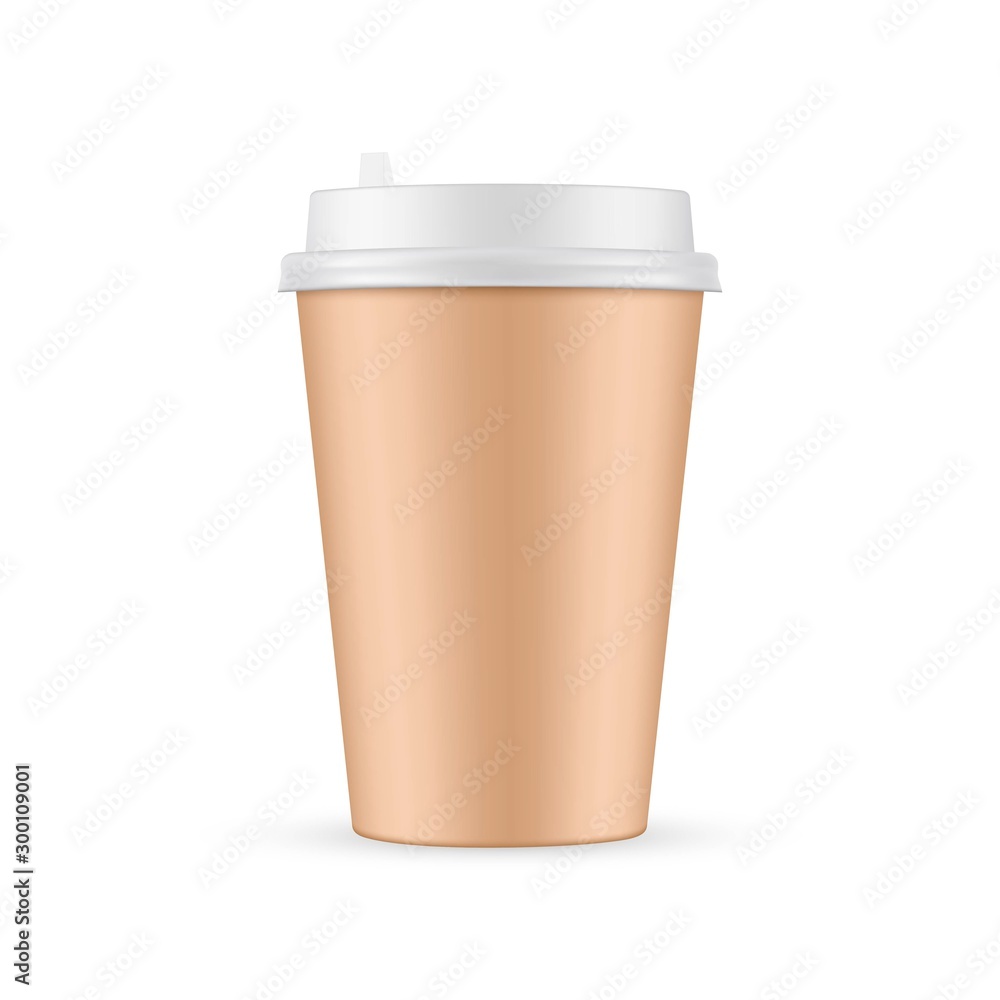 Brown paper coffee cup mockup isolated on white background. Vector illustration Brown paper coffee cup mockup isolated on white background. Vector illustration