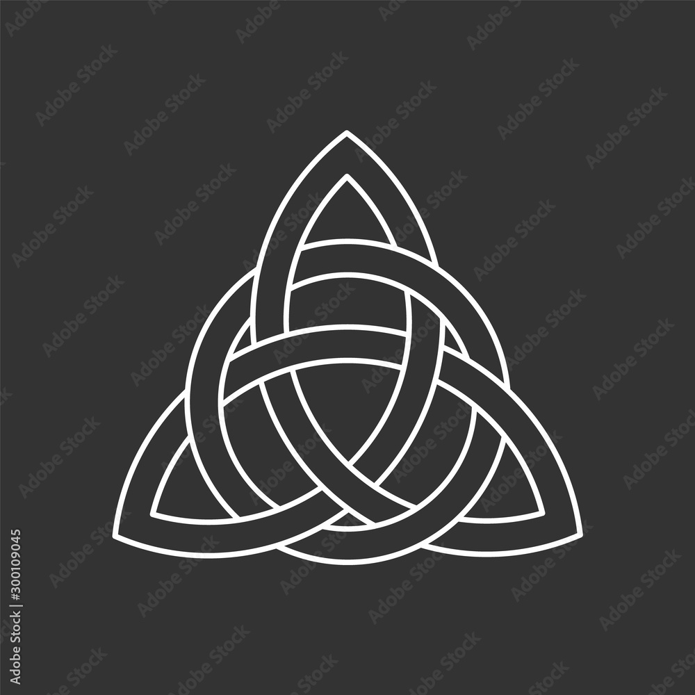 Celtic trinity knot. Linear triquetra symbol interlaced with circle ...