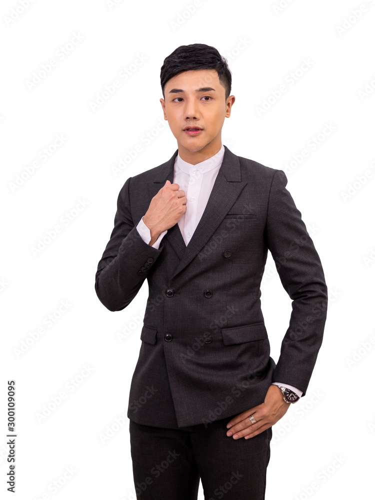 Portrait of young Asia businessman standing on white background with clipping path Portrait of young Asia businessman standing on white background with clipping path