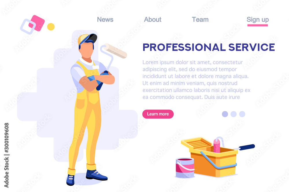 Wall Repair Professional, Home Clip. Painting Work, Roller Set, Vacuuming Design, Sweeping Wallpaper. Service Cleaner Element. Worker Cartoon Flat Vector Illustration Banner Isolated Isometric Concept Wall Repair Professional, Home Clip. Painting Work, Roller Set, Vacuuming Design, Sweeping Wallpaper. Service Cleaner Element. Worker Cartoon Flat Vector Illustration Banner Isolated Isometric Concept