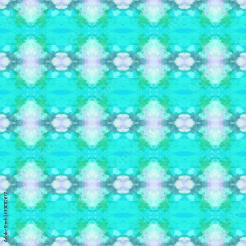 seamless repeating pattern illustration with pale turquoise, turquoise and sky blue color