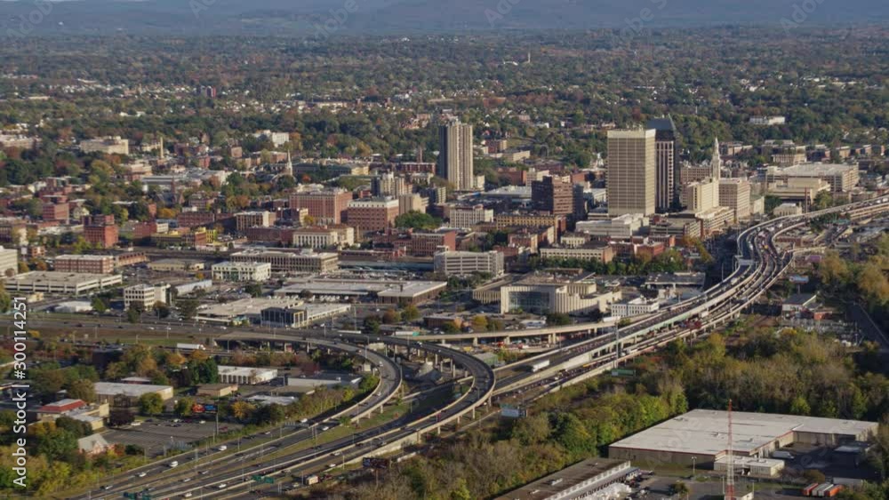 Springfield Massachusetts Aerial v4 Panning birdseye detail of Metro Center neighborhood and Connecticut River - October 2017 Springfield Massachusetts Aerial v4 Panning birdseye detail of Metro Center neighborhood and Connecticut River - October 2017