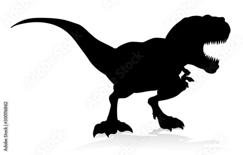 Fierce Tyrannosaurs Rex dinosaur silhouette illustration