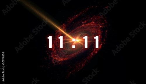 Foto inscription number 11: 11 on the galaxy background